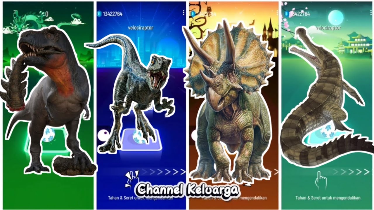 Jurassic world tyrannosaurus rex vs vs velociraptor vs triceratops vs crocodile 