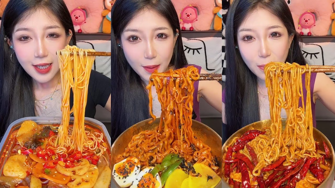 Eating spicyfood 🔥 noodle 🥵 spicy pork Chinesefood #mukbang #chinesefood #spicyfood 
