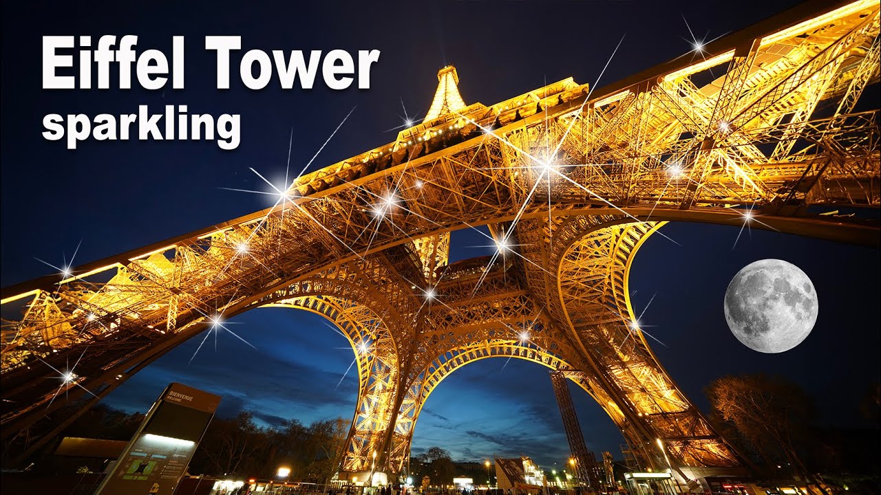 The sparkling Eiffel Tower 🗼🇫🇷 from sunset to midnight. 4K high definition.
