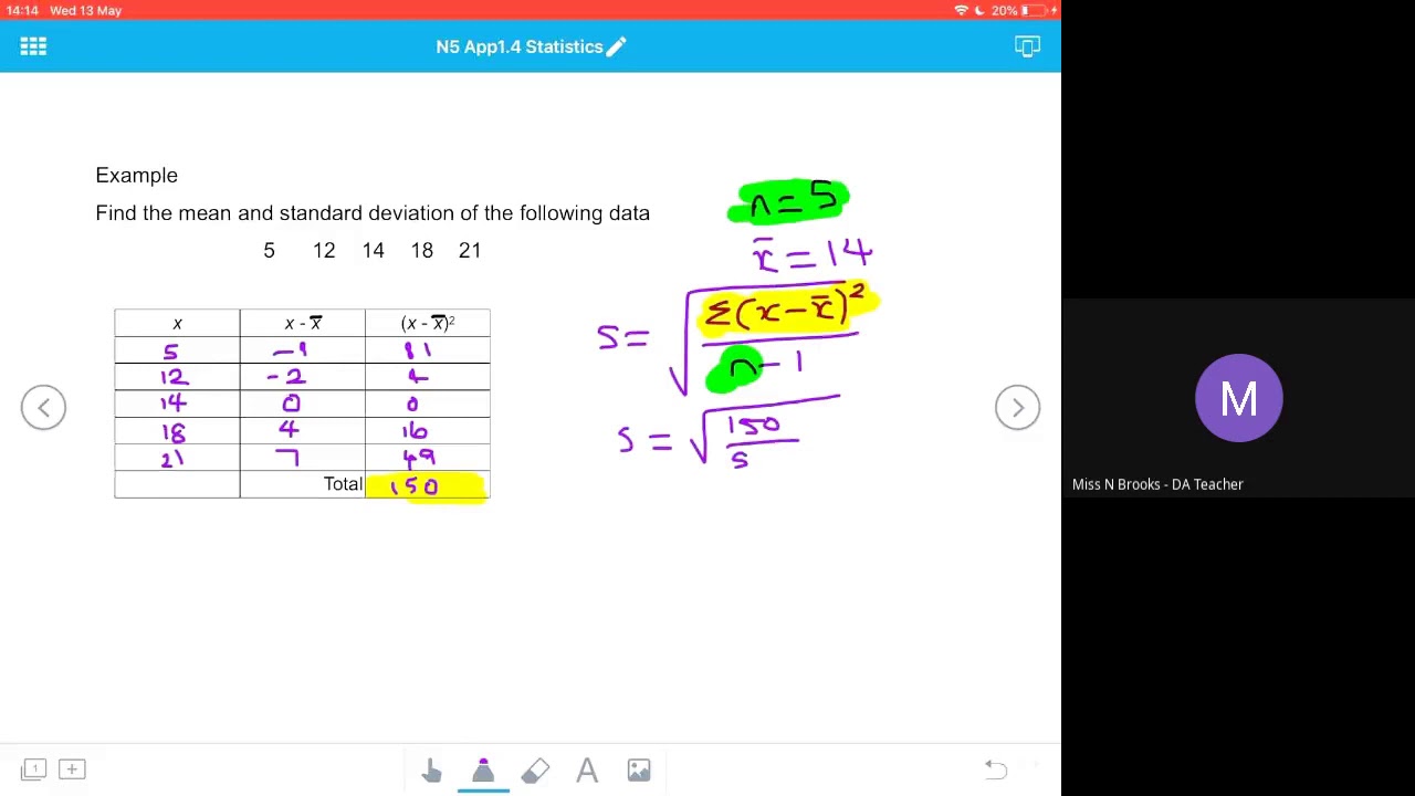 N5 App1.4 Statistics 4 Standard Deviation