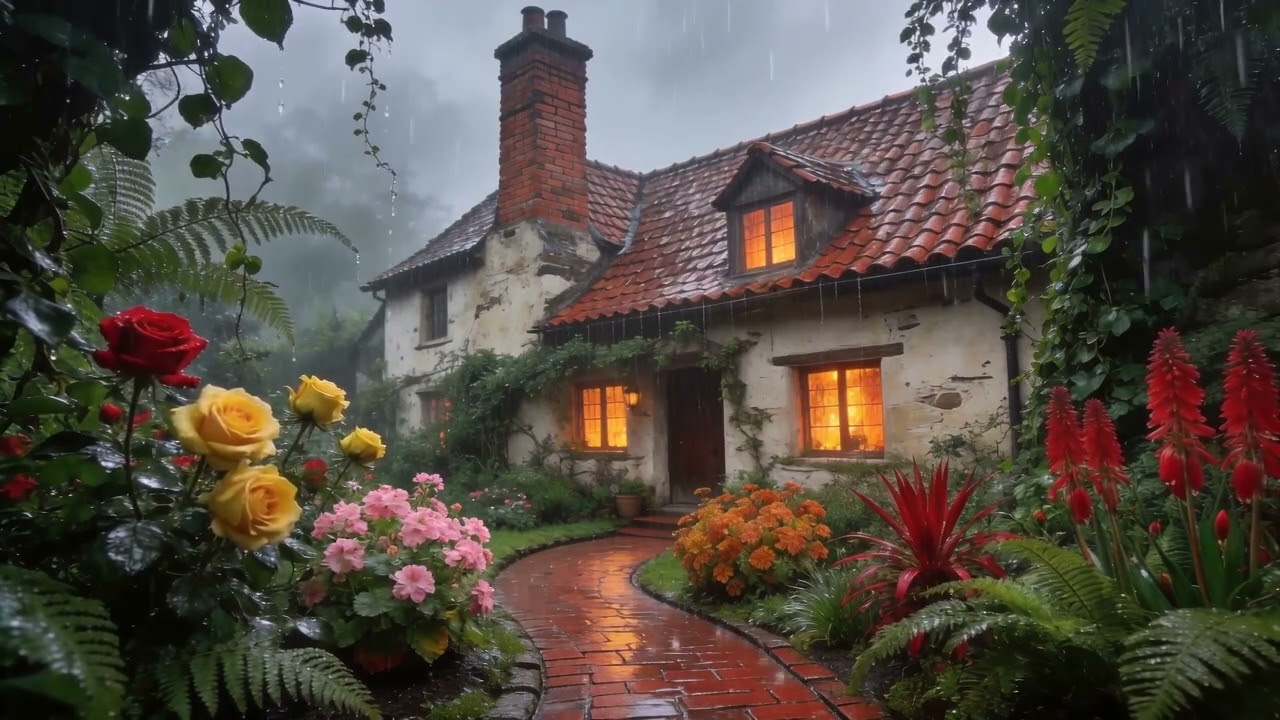 森林雨天乡下秘境小屋｜红瓦安隅，沉浸式雨声，放松解压学习BGM
