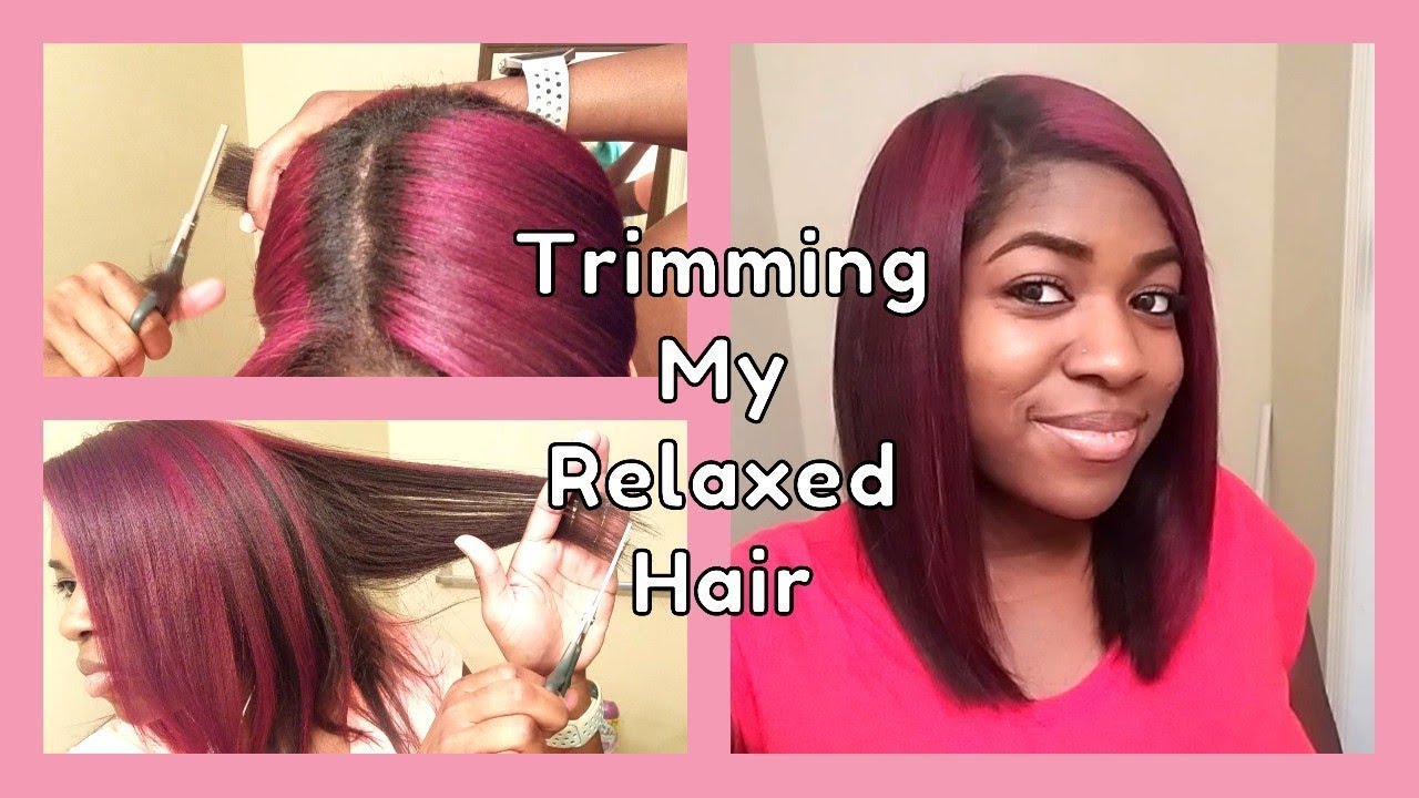 Trimming my Relaxed Hair at Home by Myself 💇🏾