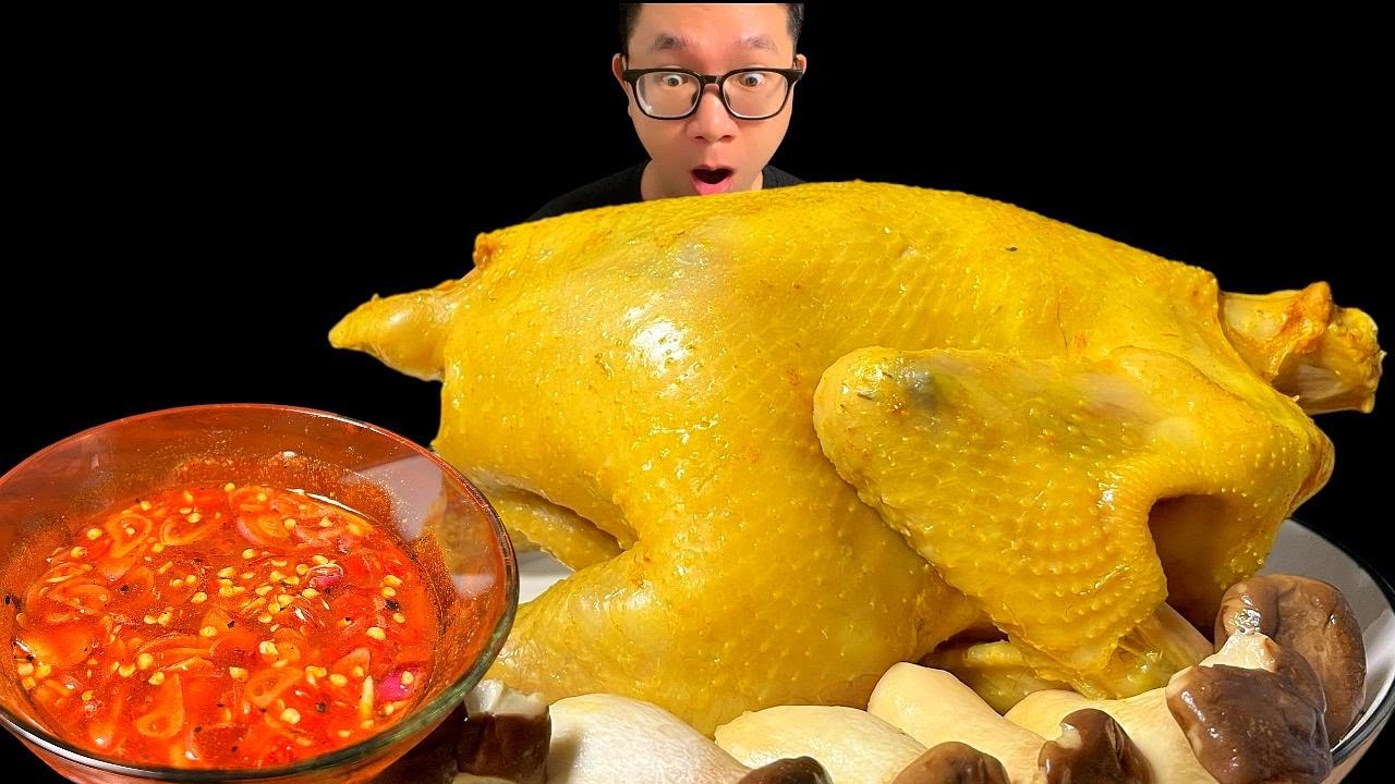 ASMR MUKBANG/Eat steamed chicken with wine, mushrooms, and spicy sauce