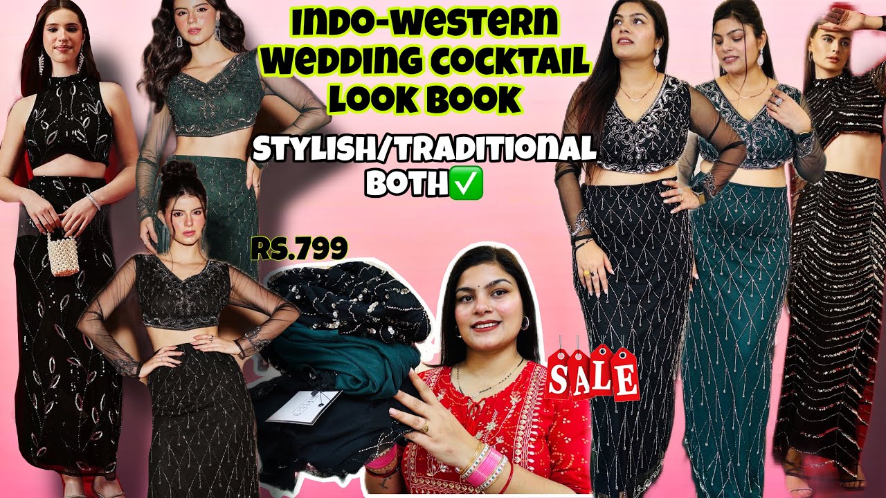 Indo western wedding/ cocktail party look book under rs.999✅✨ flipkart finds❤️ #wedding #lookbook 