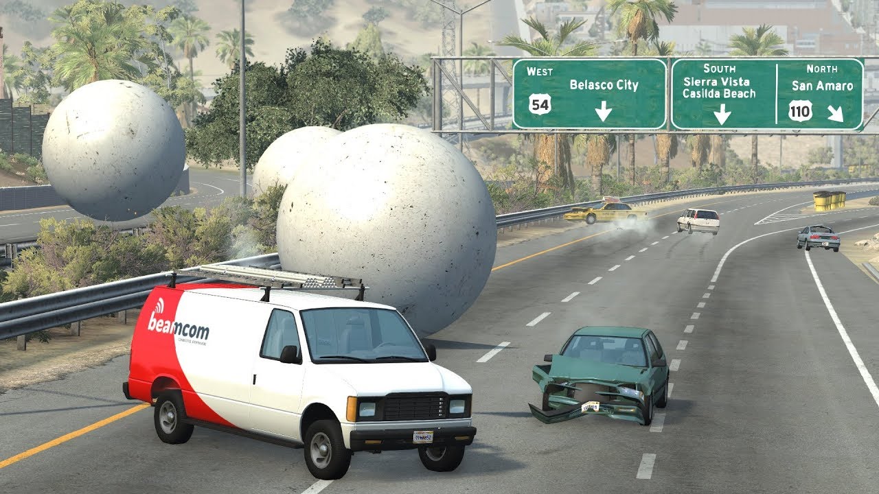 Giant Balls vs. Cars 5 | BeamNG.drive