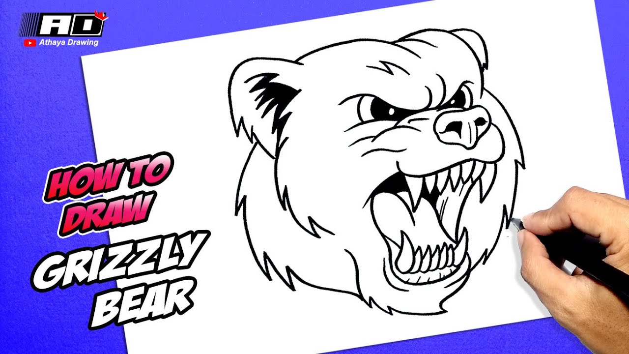 How to draw Angry Grizzly Bear Head
