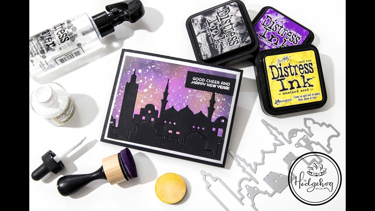 Hero Arts City Skyline and Distress Ink Card Making Tutorial