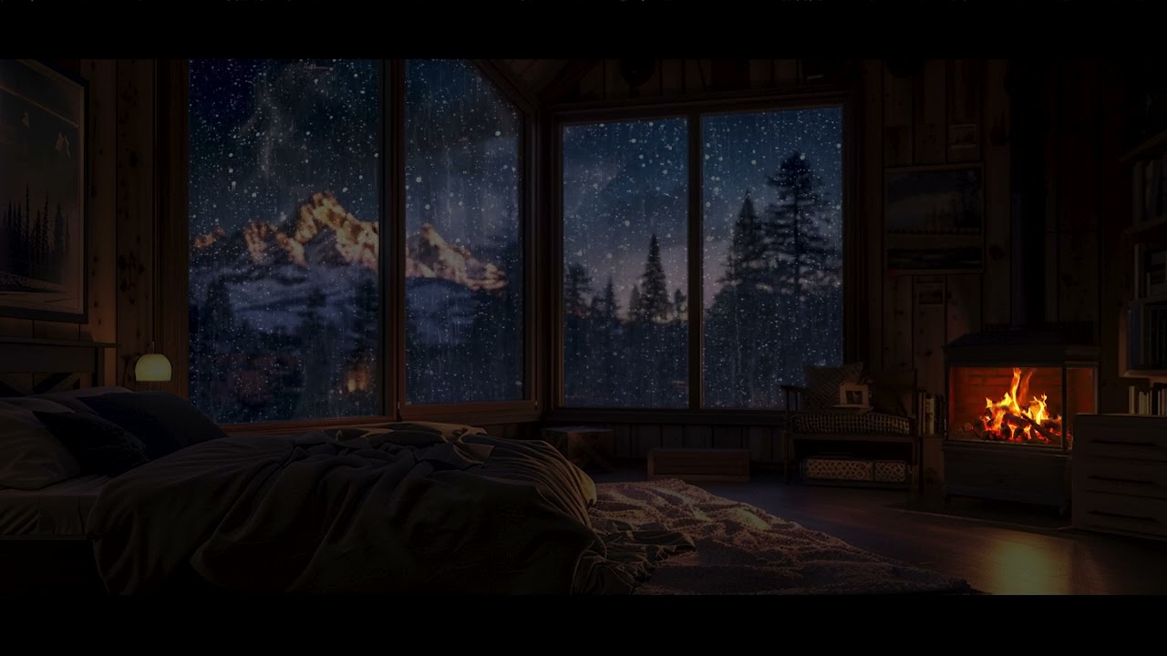 Rainfall’s Gentle Melody, Fireplace’s Warm Embrace – A Serene Escape for Better Sleep