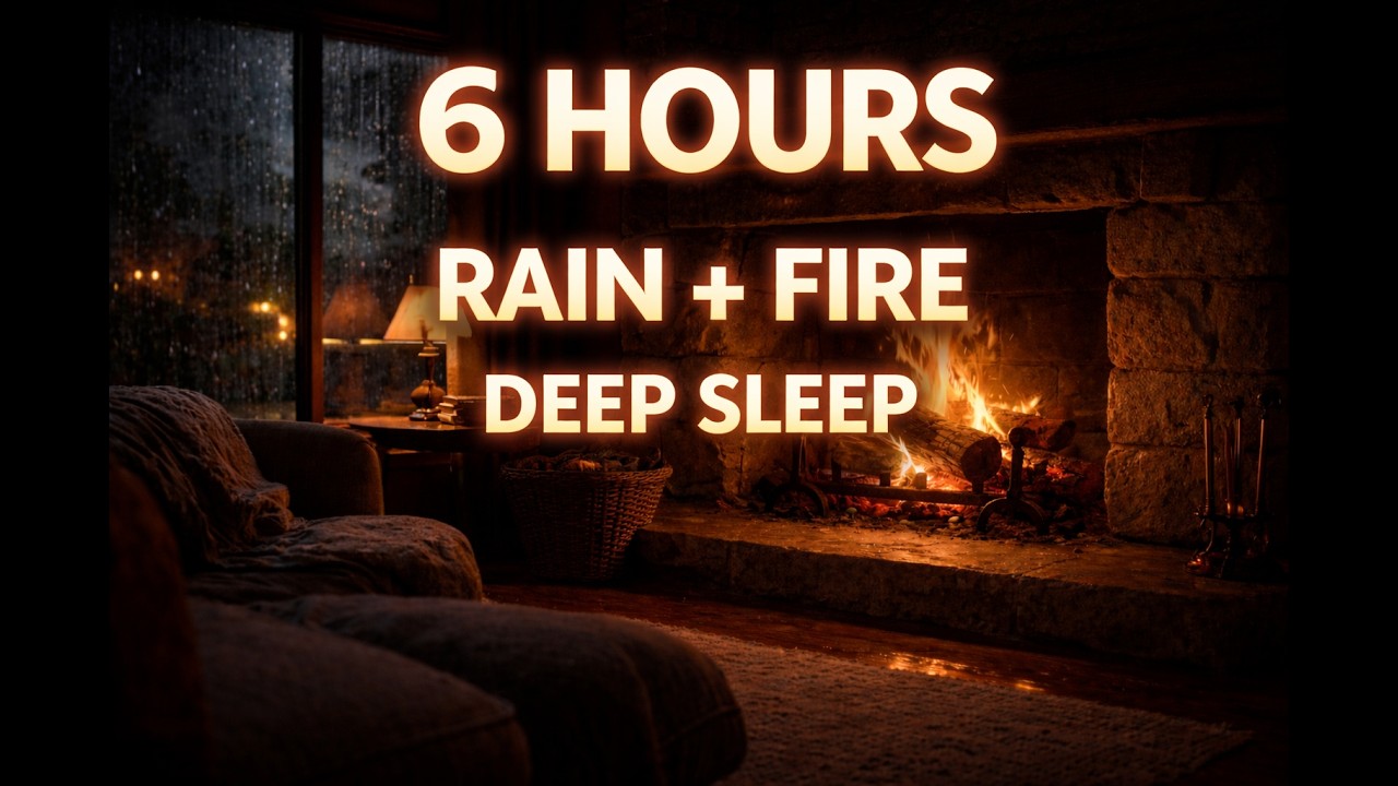 6 Hours Cozy Fireplace & Rain Sounds 🔥 Deep Sleep, Relaxation, Study Ambience No Music