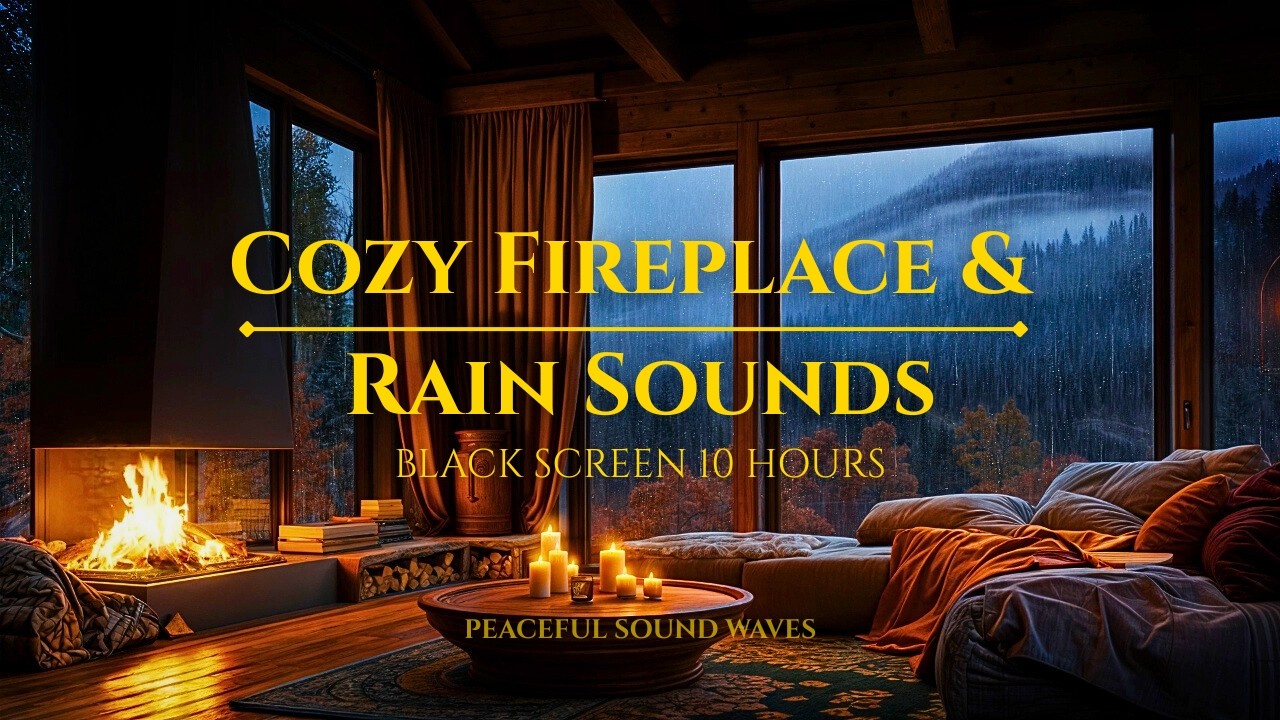 Cozy Fireplace & Rain Sounds 🌧️🔥 | 10 Hours for Deep Sleep, Anxiety Relief & Relaxation