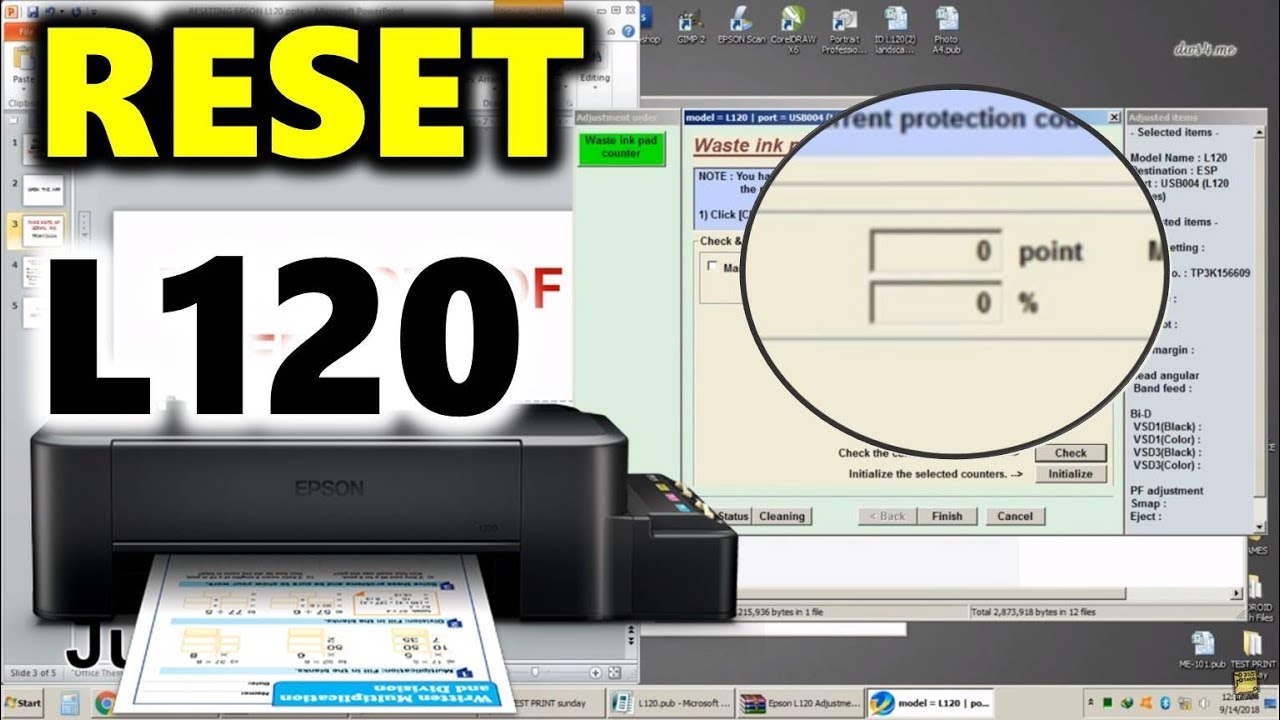 HOW TO RESET EPSON L120 WASTE INKPAD COUNTER 100% Working!