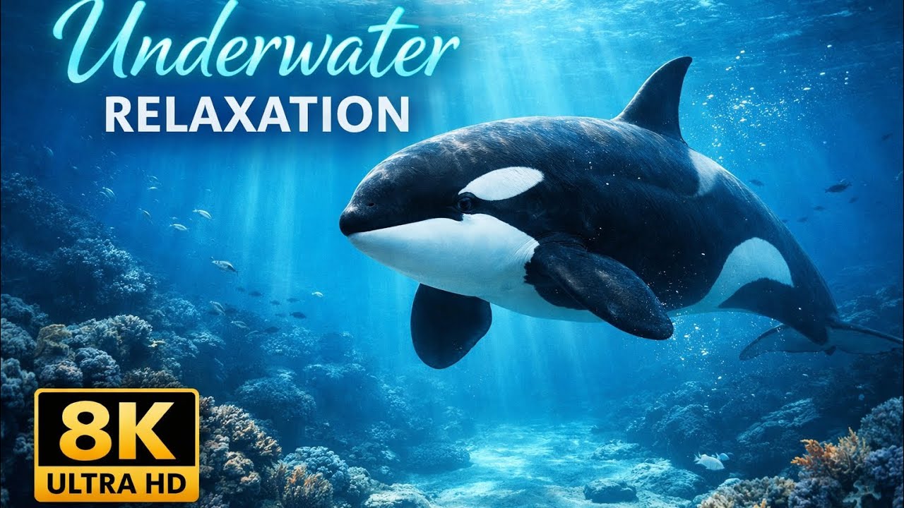8K Underwater Relaxation 🐋 Deep Ocean Sounds with Orcas | Ultra HD Nature for Sleep & Meditation