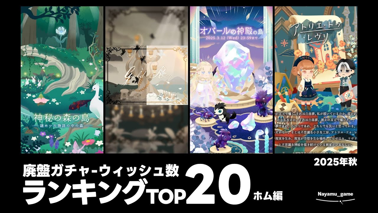 ホム編 - 廃盤ガチャウィッシュ数ランキングTOP20！ - 上位10の人気アイテム紹介【リヴリーアイランド】【Livly】ガチャランキング - 2025年秋