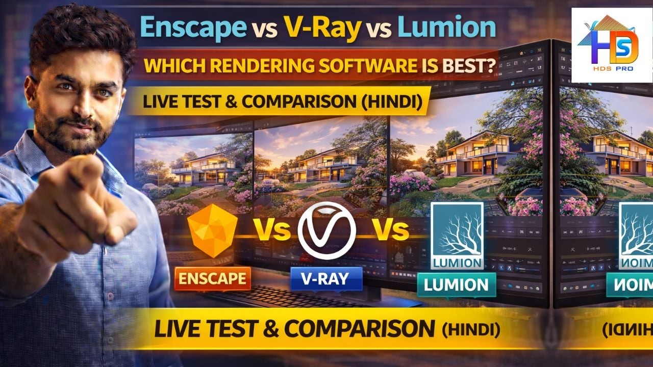 Enscape vs V-Ray vs Lumion | Which Rendering Software is Best? | Live Test & Comparison (Hindi)