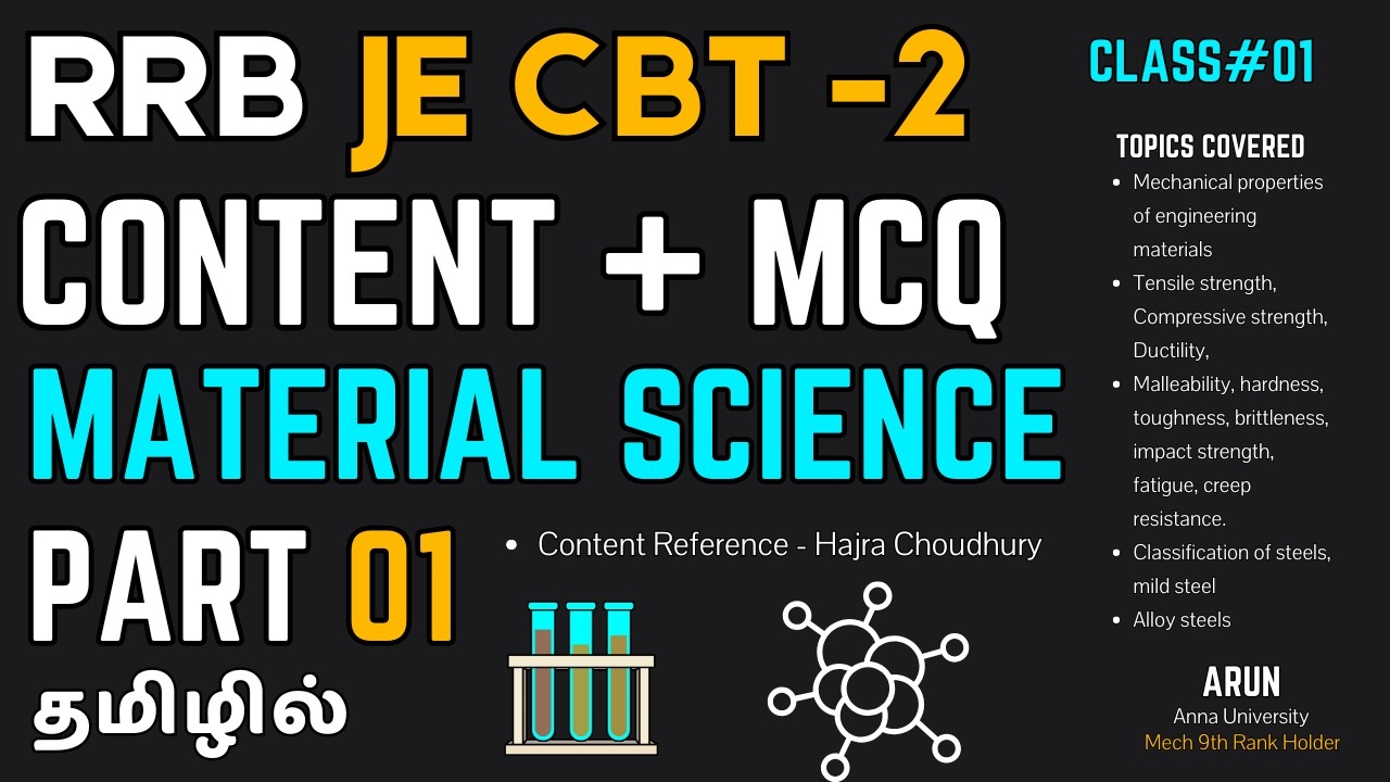 Material Science for RRB JE CBT 2 Mechanical in Tamil | Part 1 | Classification & Properties | P2S