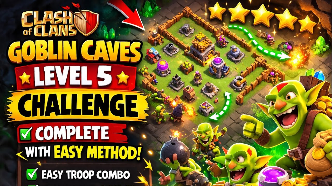 Goblin Caves Level 5 EASY 3⭐ Guide | Complete Challenge in 2 Minutes!