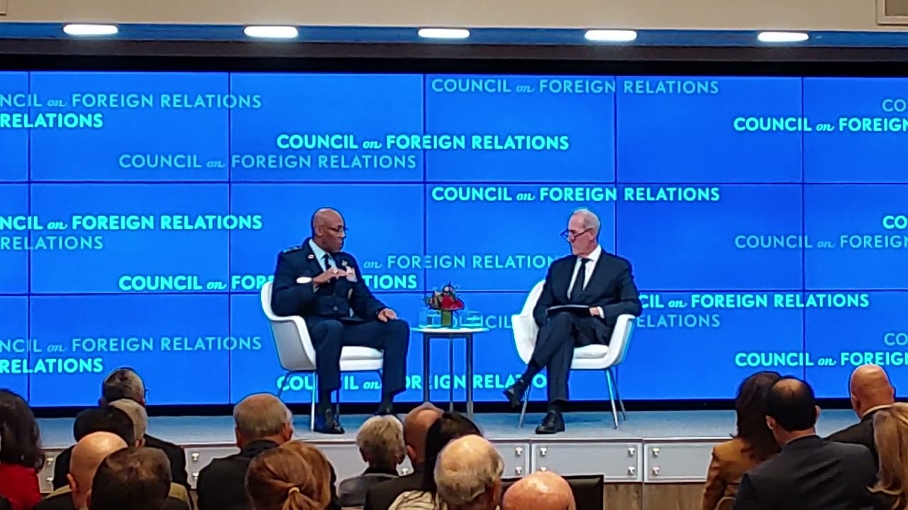 Gen CQ Brown Chair Joint Chiefs of Staff with Michael Froman at Council of Foreign Relations 9-23-24