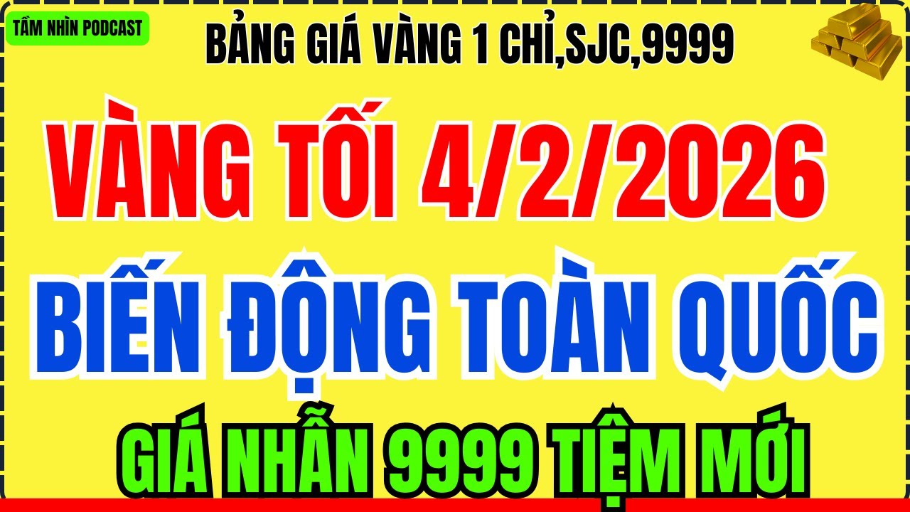 Giá Vàng Hôm Nay TỐI 4/2/2026: Vàng 9999 Vọt Tăng Cuối Phiên, Cần Lưu Ý Gì?