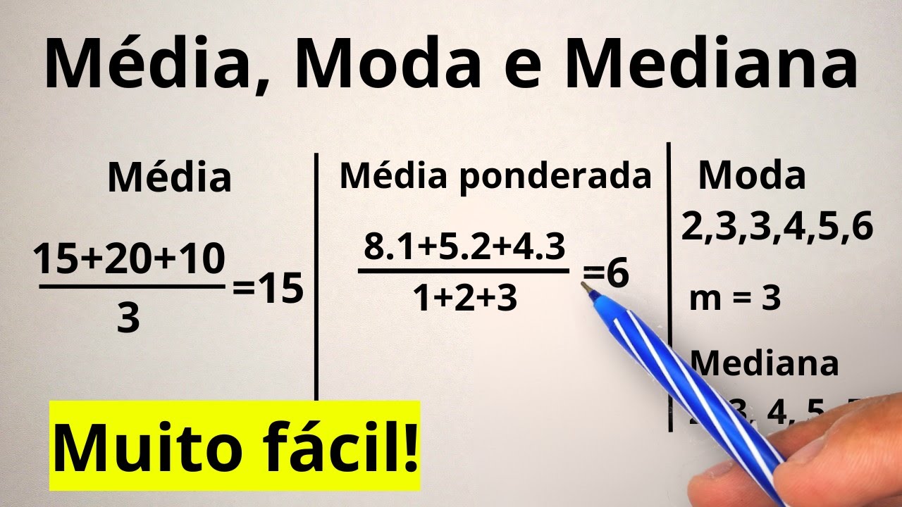 MÉDIA, MEDIANA E MODA | Entenda de forma fácil com exemplos e questões resolvidas