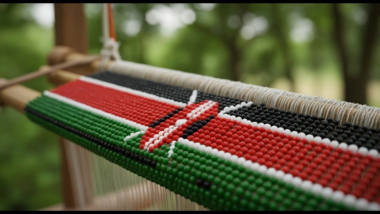 Beading a bracelet with the Kenyan flag colors using a loom for beginners