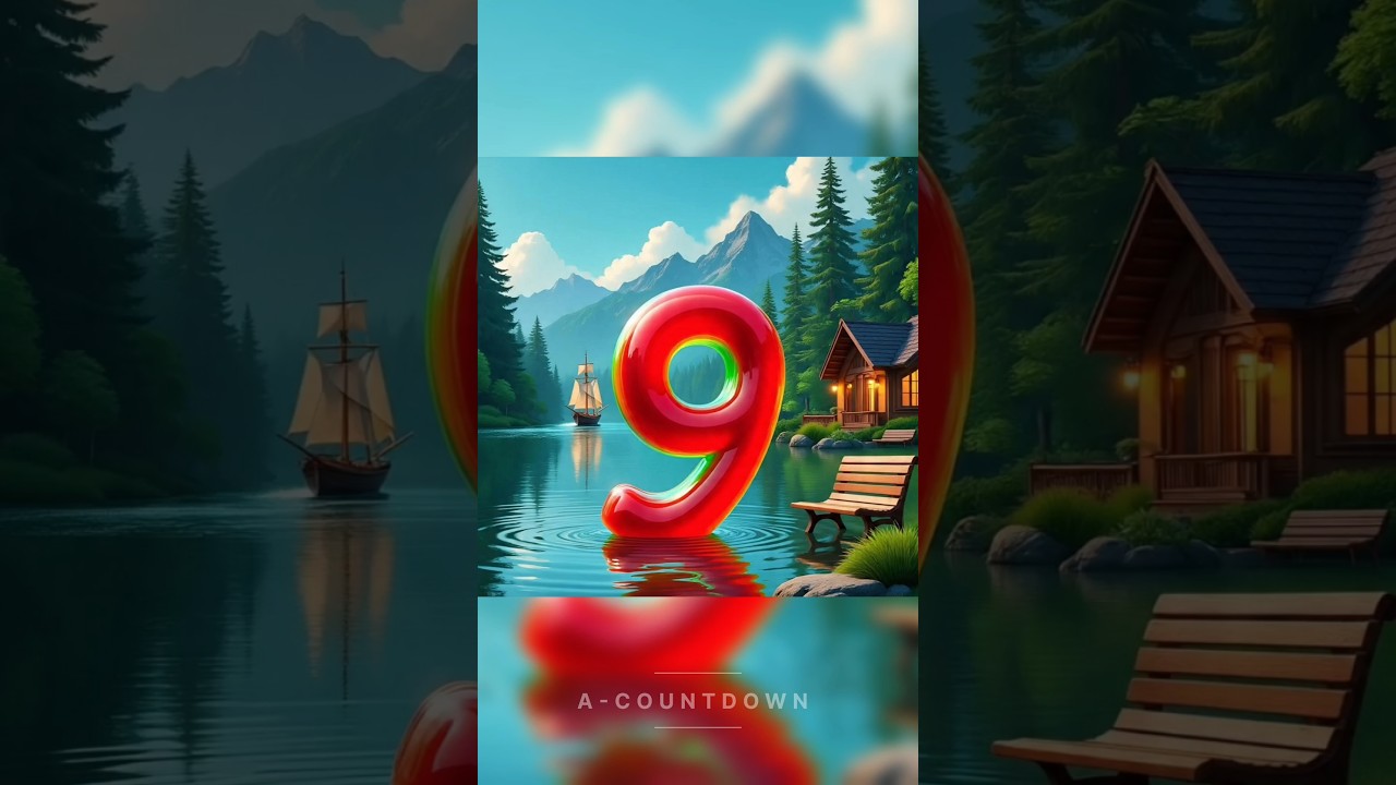 Watch the magic unfold &mdash; giant jelly numbers 0 to 9 come alive on a serene lakeside scene! #shorts