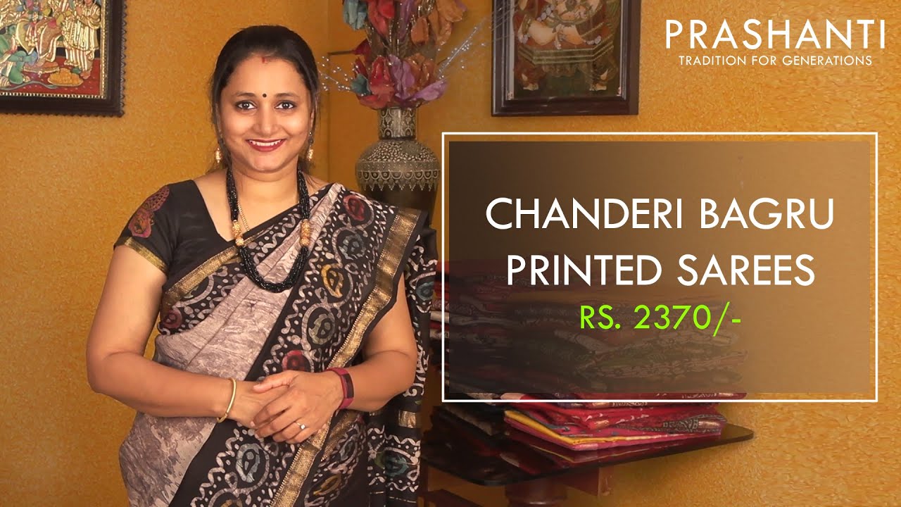 Chanderi Bagru Printed Sarees | Rs. 2370/- | Prashanti Sarees