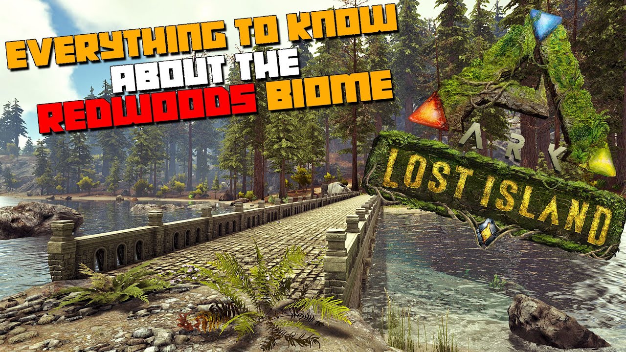 ARK: Lost Island | REDWOODS BIOME |Encyclopedia| POI | Bee Hives Resources Creature Spawn Locations!