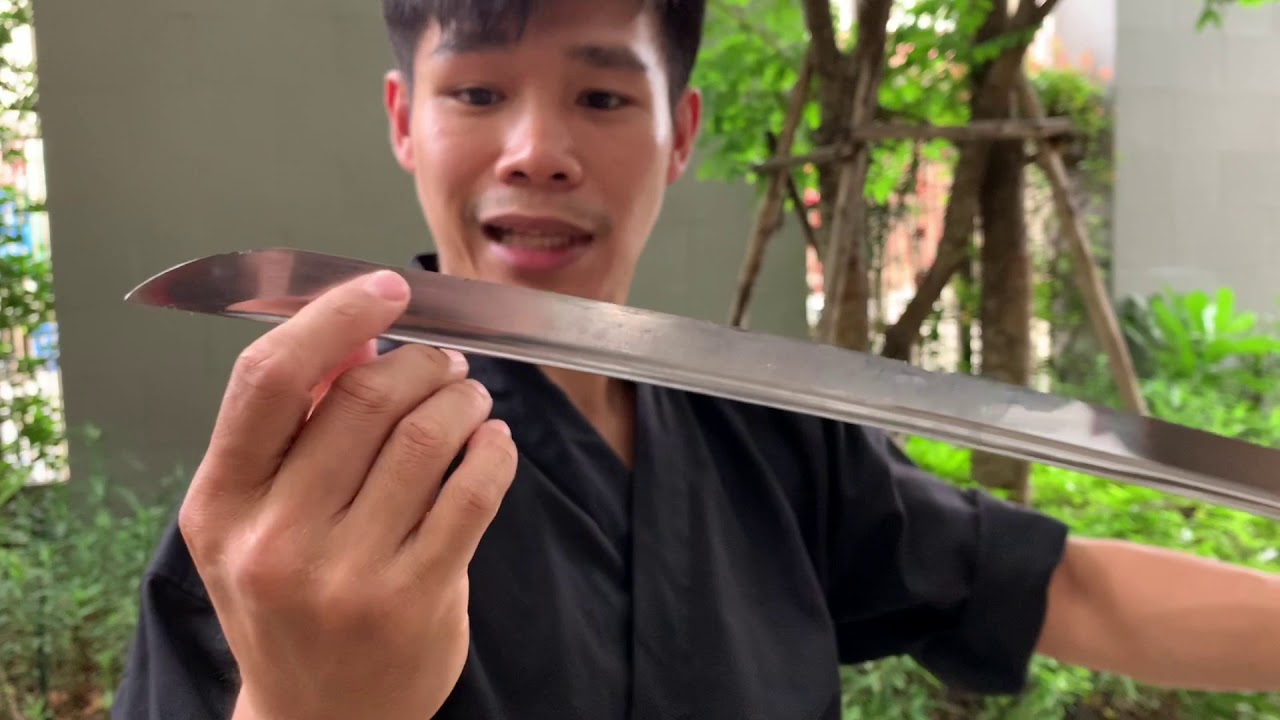 9260 spring steel Katana blade VS flesh and bone!!