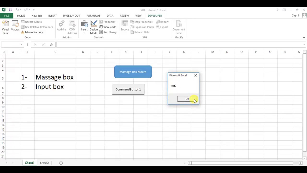 VBA Tutorial 2: Message Box and Input Box