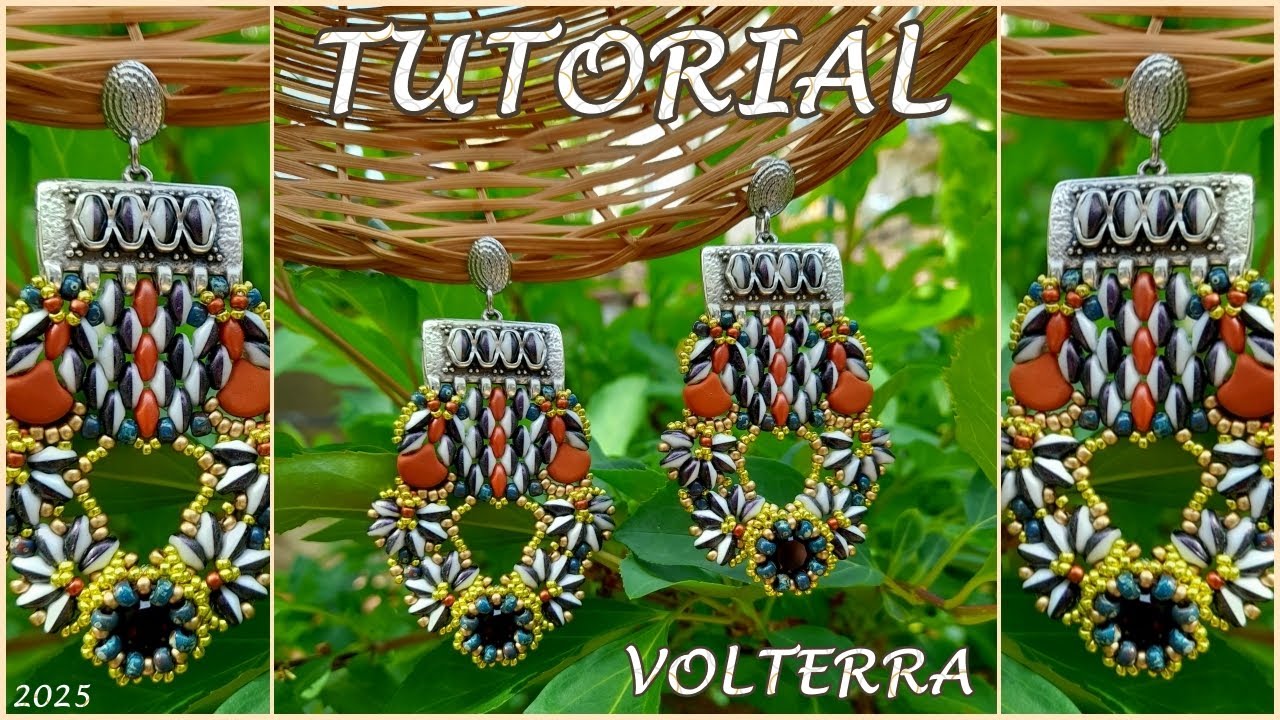 TUTORIAL ORECCHINI VOLTERRA 🏵  con Cymbal Metal Elements, Superduo Duet, Ginko, Chaton 8mm
