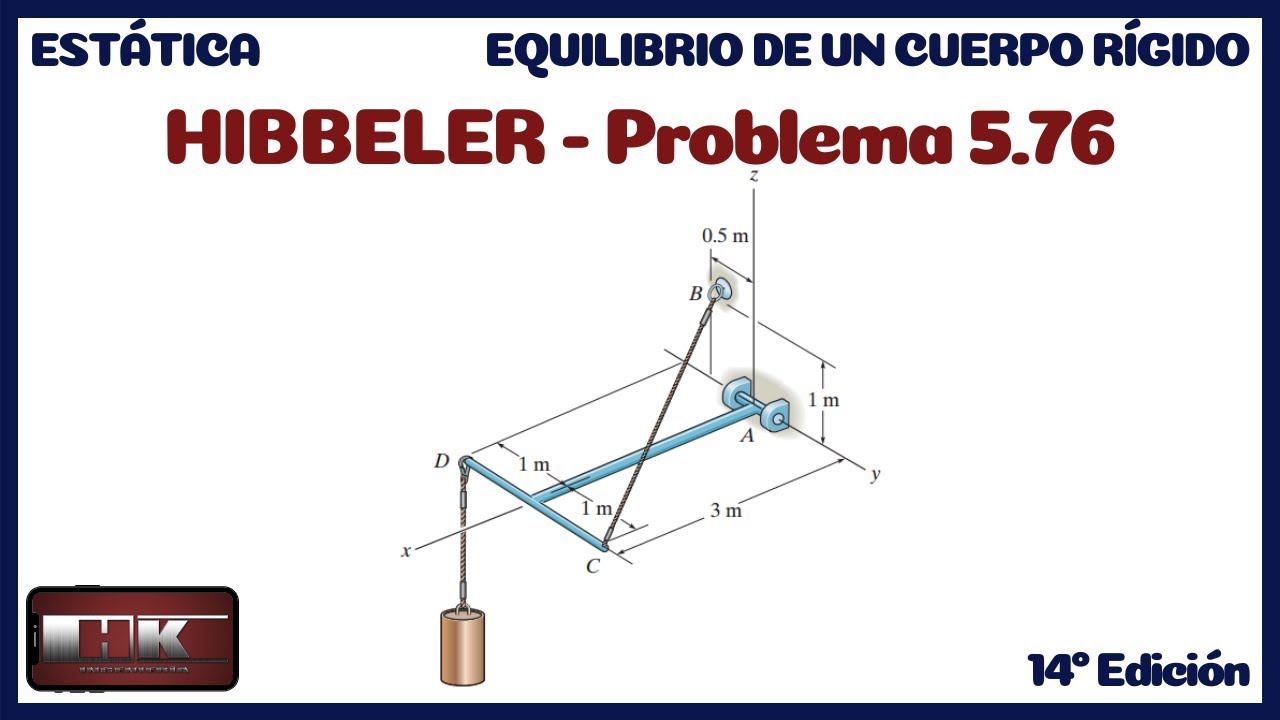 Estática Hibbeler. Problema 5.76. EQUILIBRIO DE UN CUERPO RIGIDO (14 Edición)