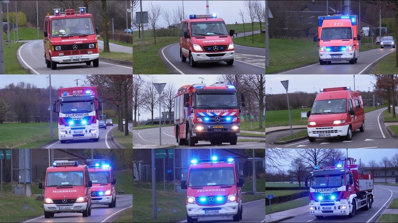[Großbrand in Gewerbepark] Einsatzfahrten der Feuerwehr Aachen & Zuid-Limburg am 03.01.17