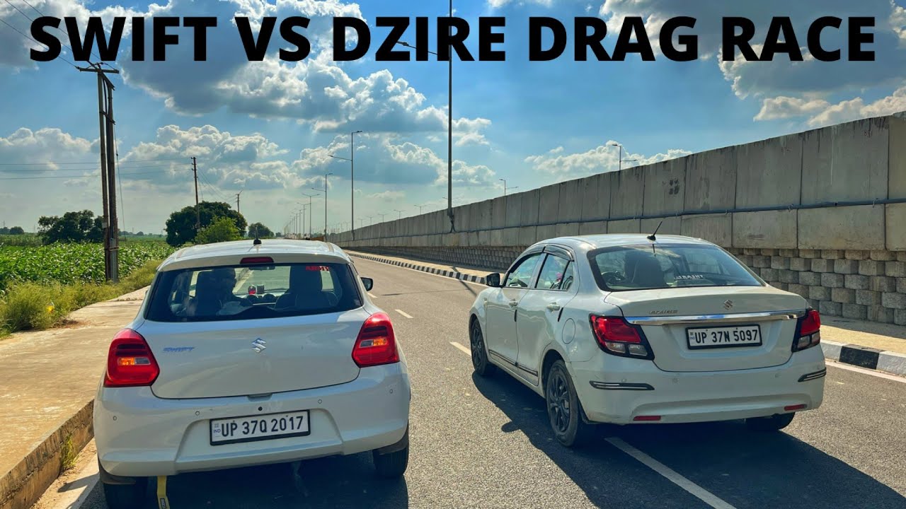 DRAG RACE: Maruti swift petrol vs Maruti dzire petrol drag race #maruti #swift #dzire