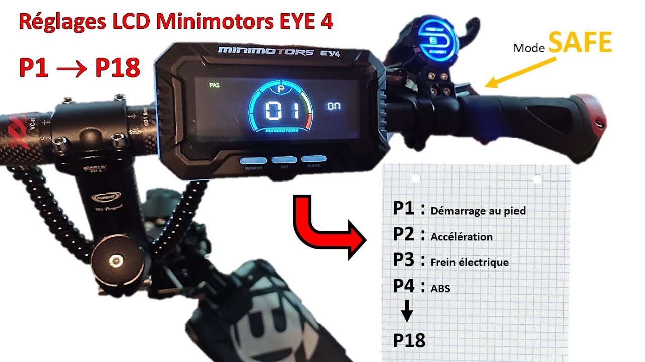Paramétrer et utiliser le LCD Minimotors EYE 4  (P1 à P18, Mode SAFE, ...) - Dualtron, Speedway