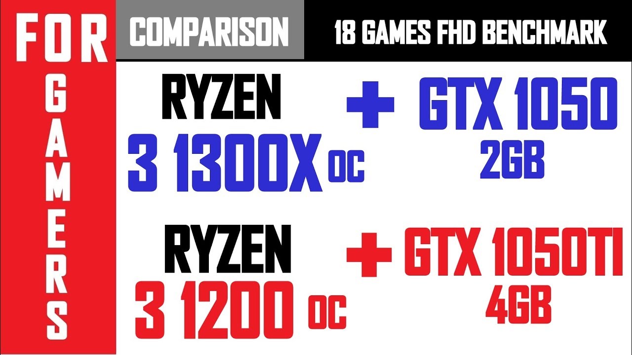 Ryzen 3 1200 (OC) + GTX 1050TI VS Ryzen 3 1300X (OC) + GTX 1050 2GB | COMPARISON |