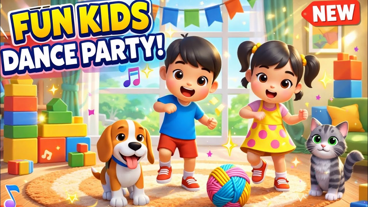 Happy Kids Dance Party with Cute Pets 🐶🐱 | Fun Learning Video for Children