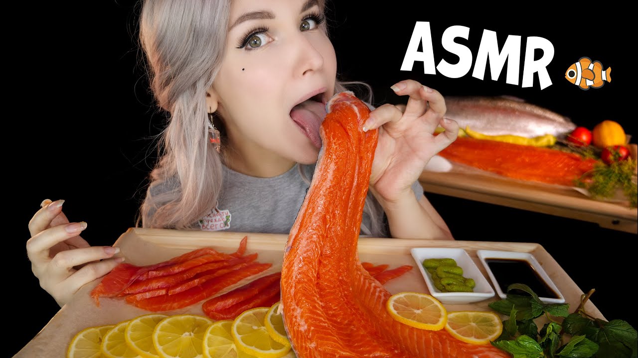 ASMR EATING SALMON SASHIMI 🍣🐟 АСМР ИТИНГ СЕМГА 🍤 [ Mukbang \ Мукбанг]