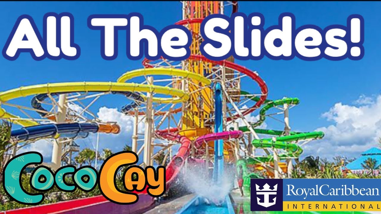 All The Water Slides at Thrill Water Park at CocoCay Royal Caribbean's Private Island Bahamas 4K