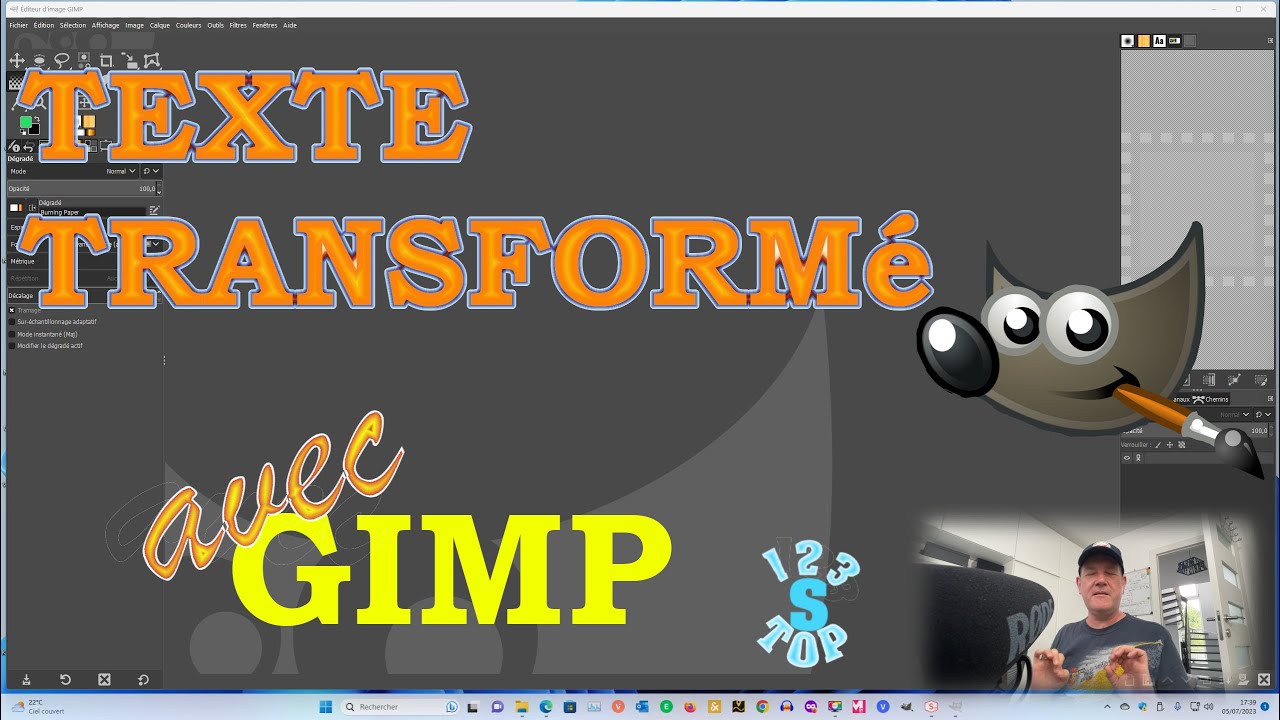 Avec GIMP faire du lettrage (de jolie caractères, effet de contour)