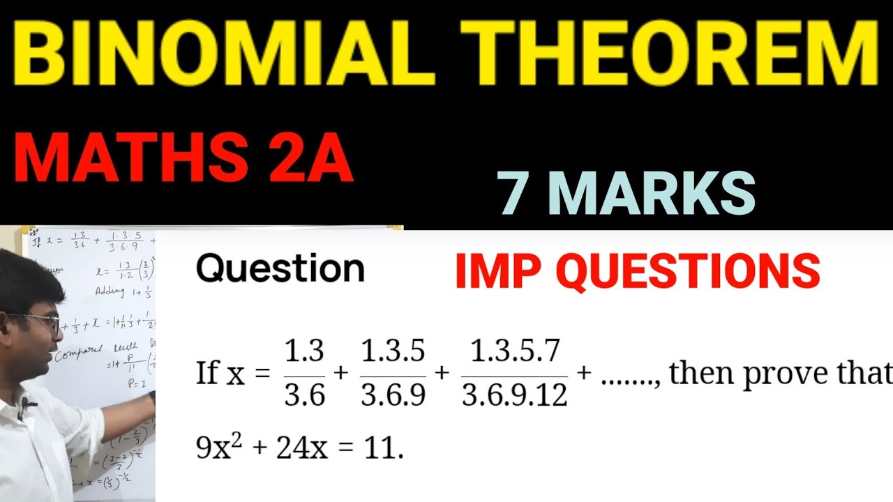 MATHS 2A|Binomial theorem|IMP QUESTION|7 MARKS|BINOMIAL THEOREM SERIES QUESTION|#MATH2A #intermaths