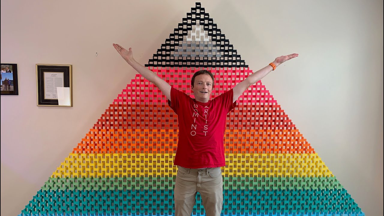 My BIGGEST 2D Pyramid (100 levels) & 10,000 Domino Setup | Radiant Rainbows