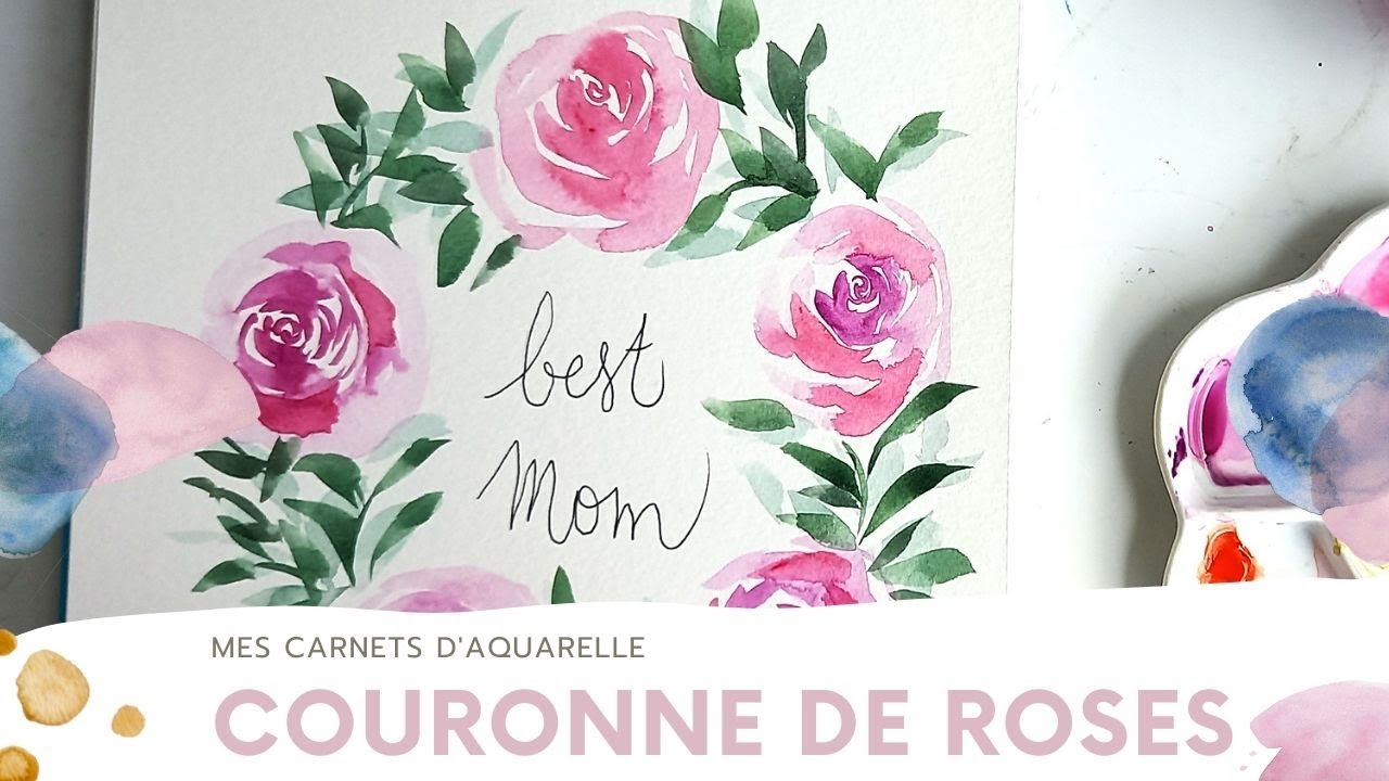 Comment réaliser une couronne de roses aquarelle