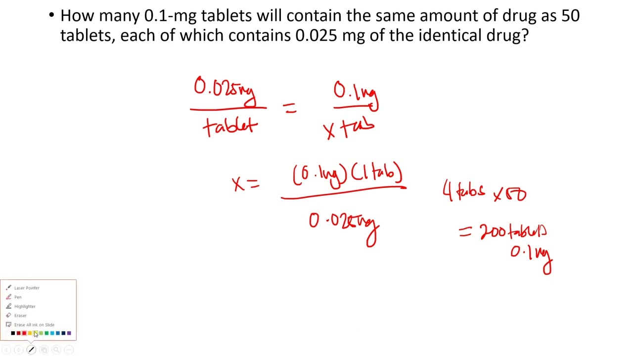 Pharmaceutical Calculations - Ratio and Proportion Sample Problems