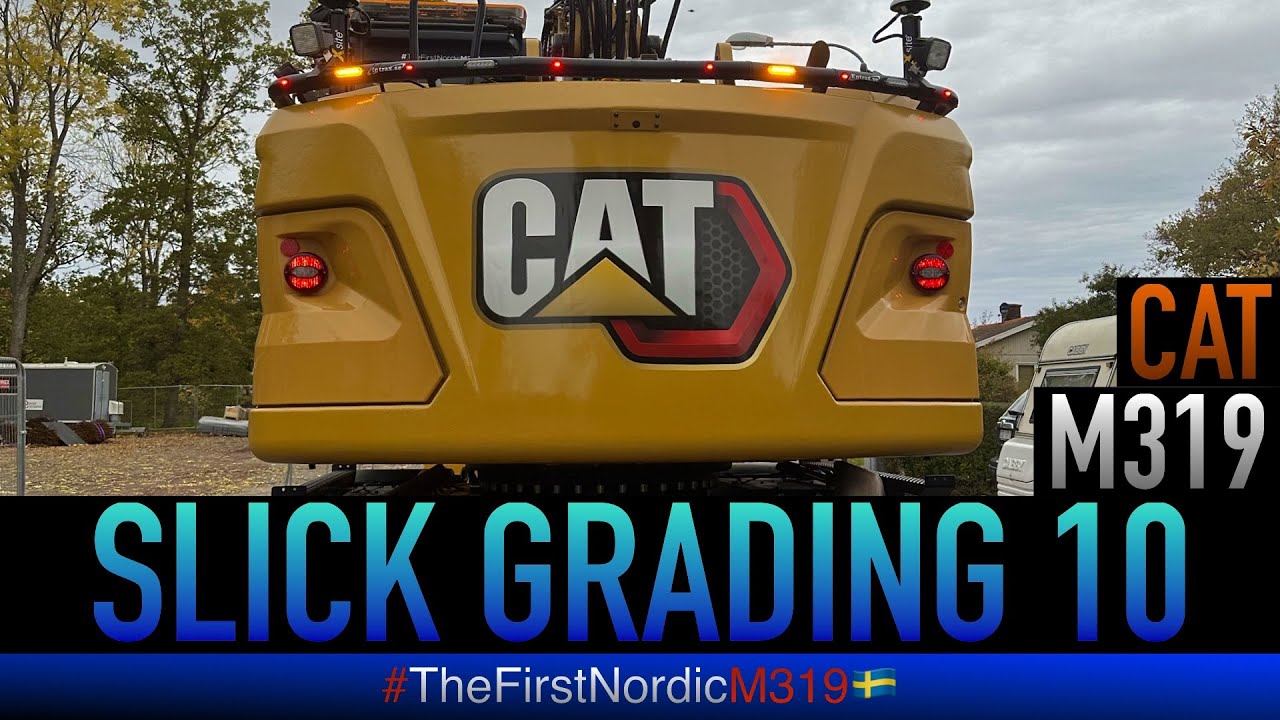 Cat M319 Pro Grading 10 Grading Beam #rototilt #tiltrotator #cat #caterpillar #excavator