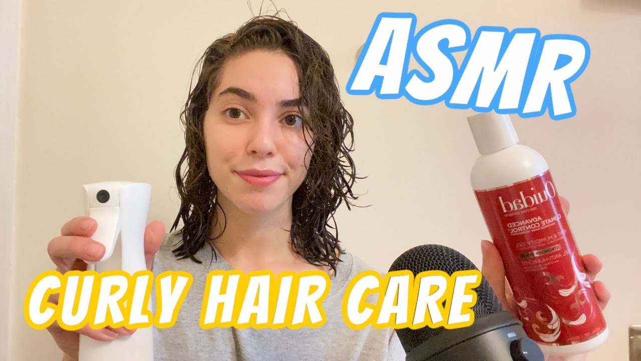ASMR Curly Hair Routine HAIR SOUNDS WHISPERING | Blue Yeti