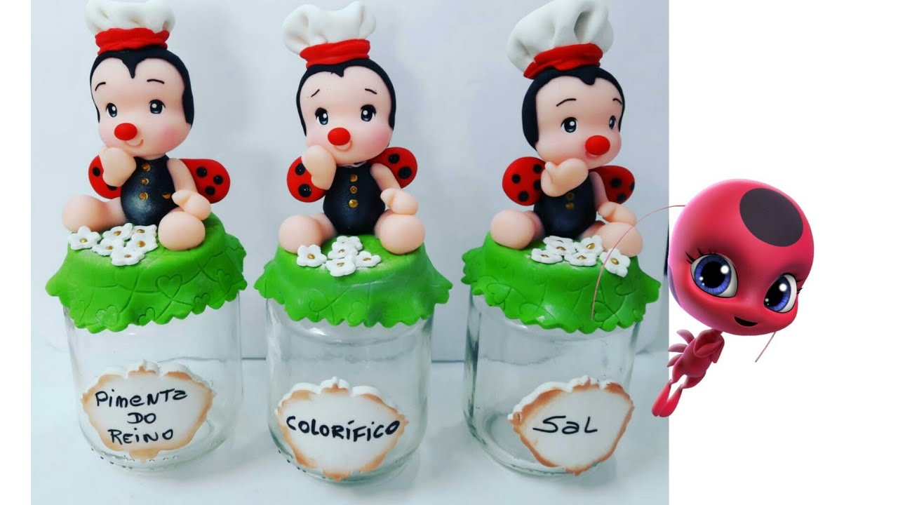DIY- Pote de vidro : JOANINHA Faby Arte em Biscuit