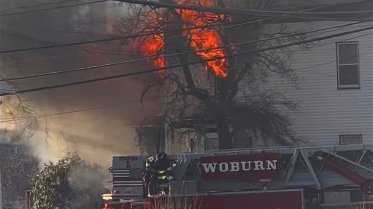 FD arrival vid 3/2/2025 2nd alarm of fire Woburn Ma, box 534 for 49 Mt Pleasant St-fireground audio
