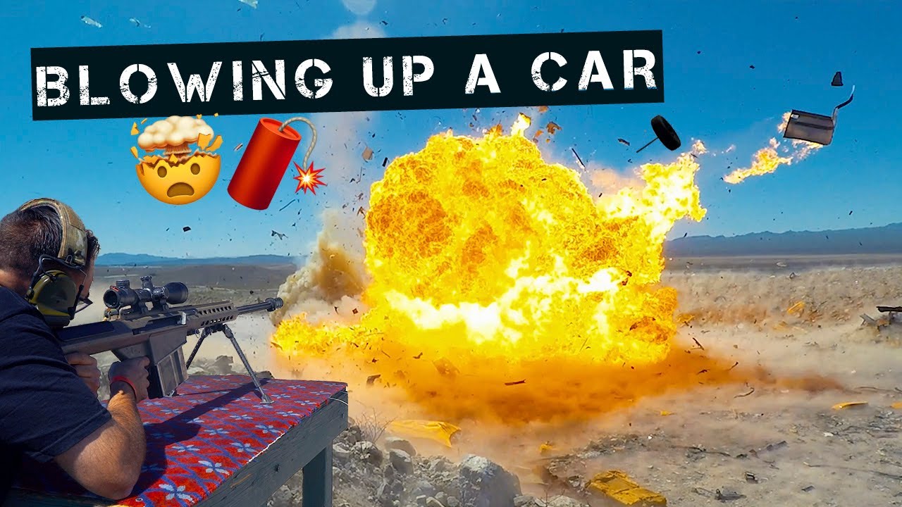 Blowing up a car at the Pro Gun Club shooting range while shooting a .50 cal gun