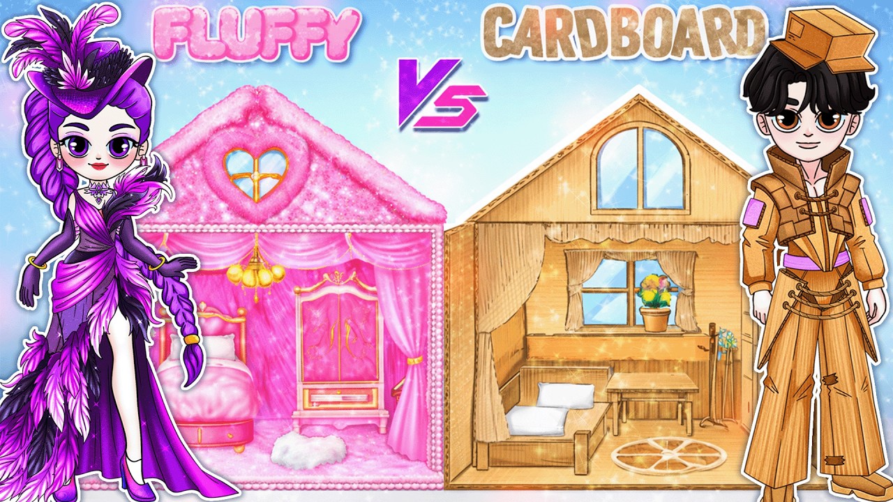 Who Would You Choose? Cardboard vs Fluffy Big Doll House Makeover! | K-Pop Demon Hunters