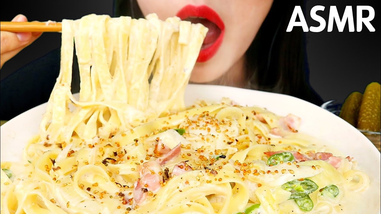 ASMR TRUFFLE CREAM PASTA 트러플 크림 파스타 먹방 NO TALKING EATING SOUNDS MUKBANG 咀嚼音معكرونة